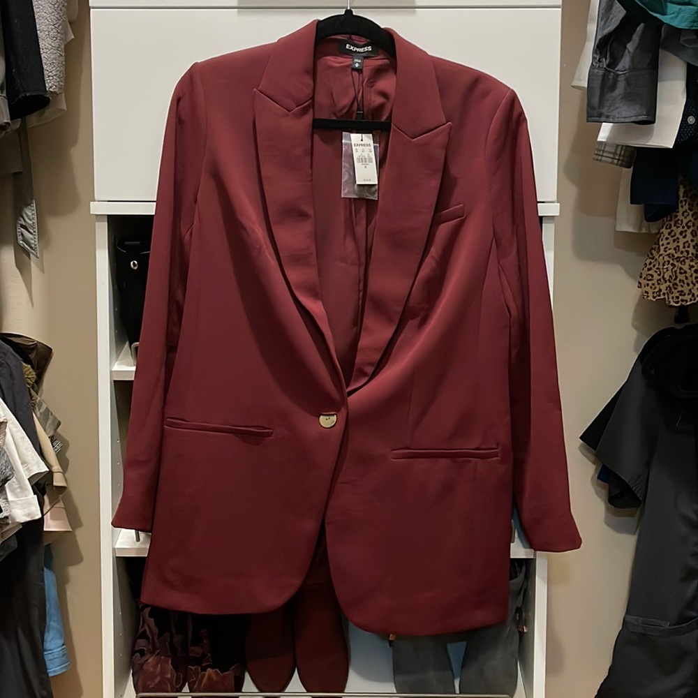 Express burgundy boyfriend blazer
